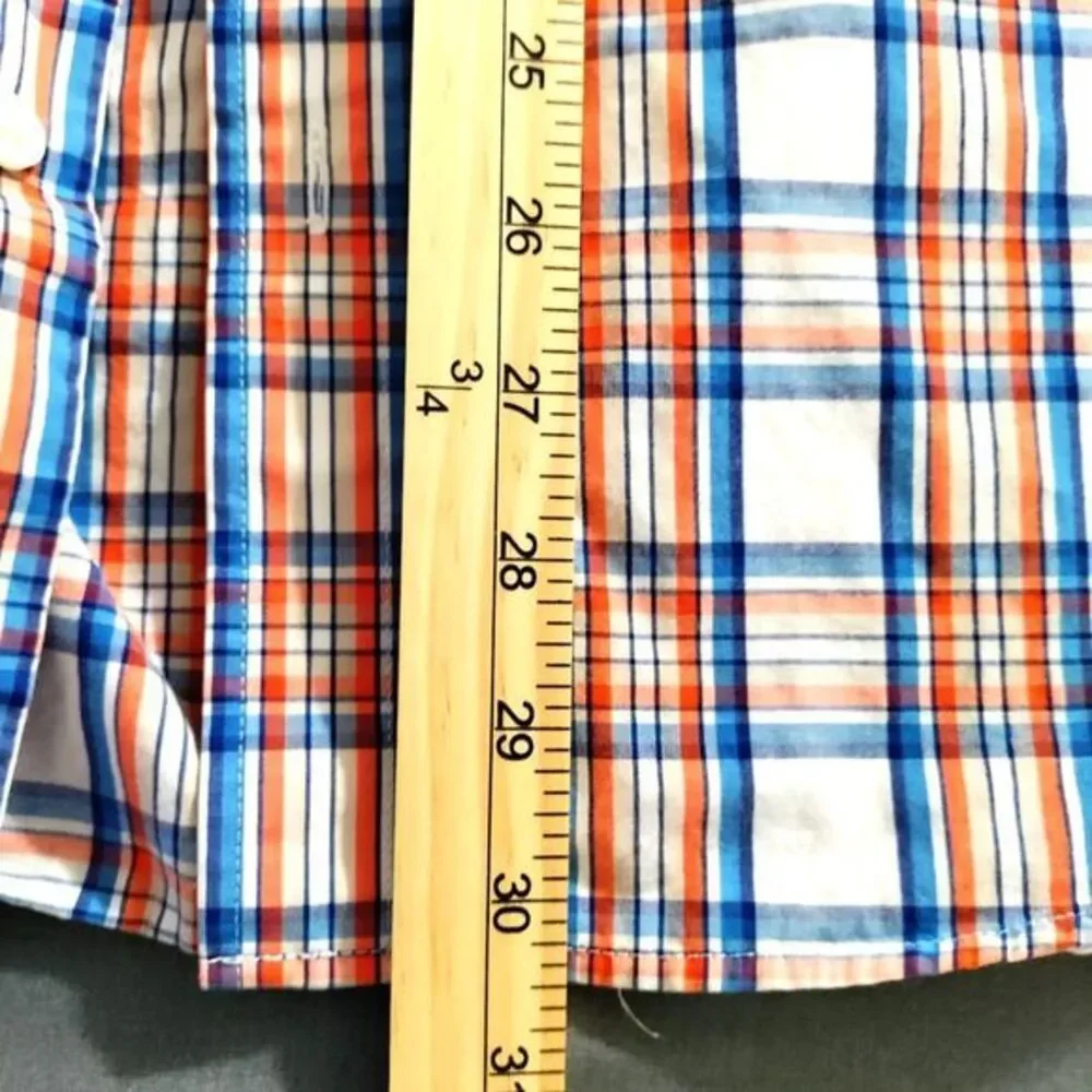 Banana Republic Men‎ M Blue Check Tailored Fit Long Sleeve Button Up Shirt Retro